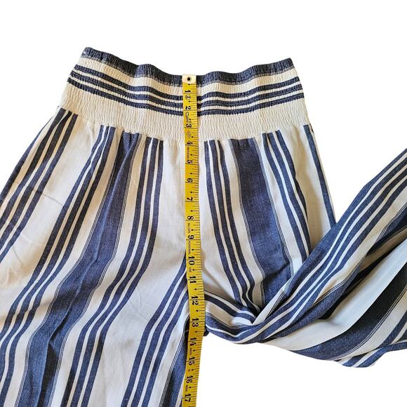 Taylor & Sage Navy White Stripe Cotton Capri Pants Wide Leg Size S - Picture 4 of 6
